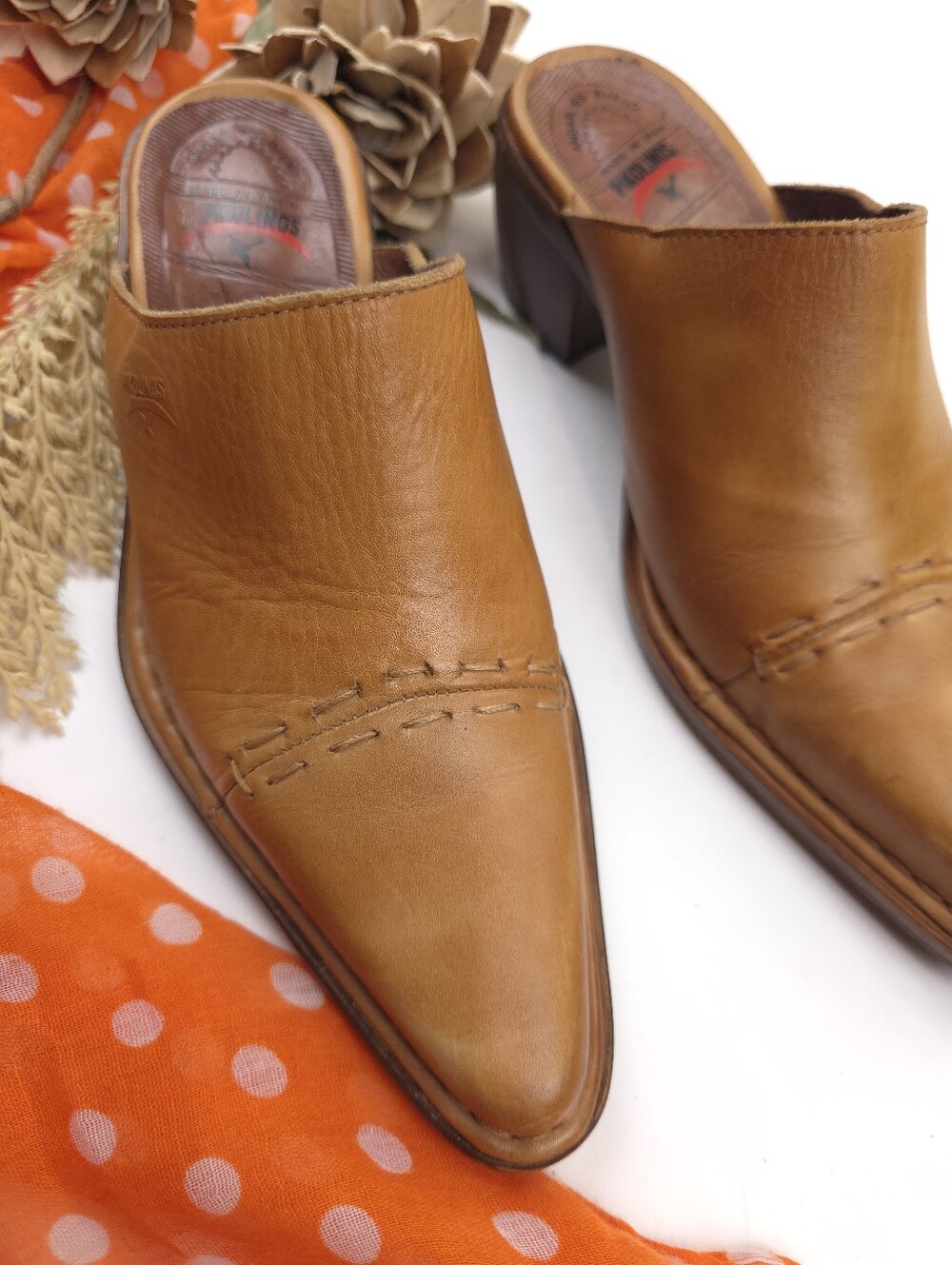 Pikolinos Women’s Tan Leather Slip-On Mules Ankle boots Sz 37